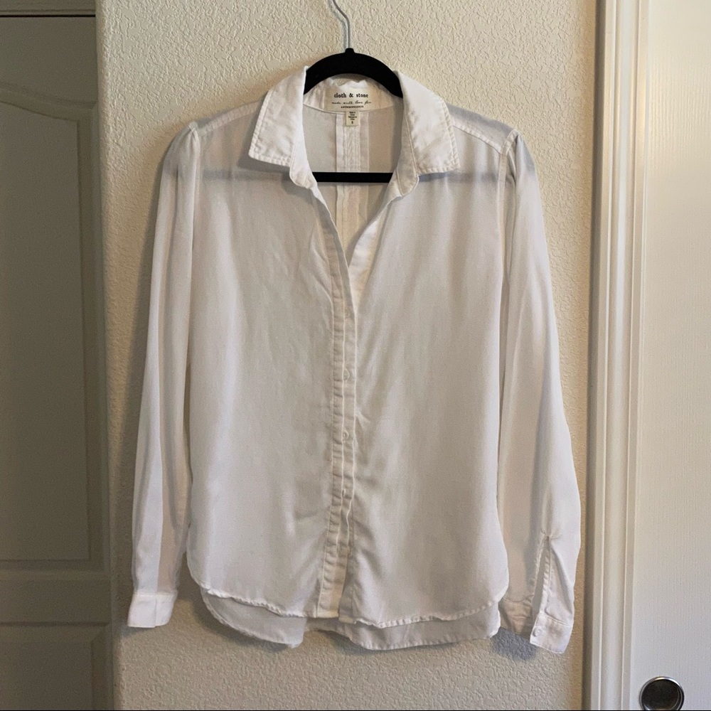 cloth & stone for Anthropologie White Button-Front Long-Sleeve Shirt